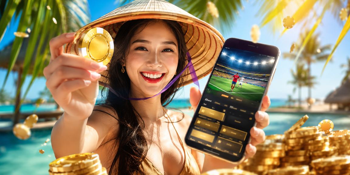 Người chơi đội nón lá tại Phú Quốc thưởng thức cá cược thể thao trên điện thoại